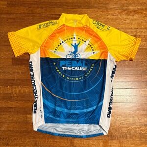 Primal Pedal The Cause Mens Cycling Jersey Yellow‎ Blue Short Sleeve Size Medium